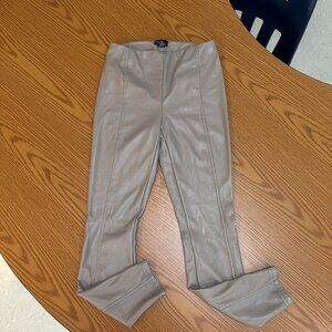 Nicole Miller New York Sleek Taupe Faux Leather Ankle Pants